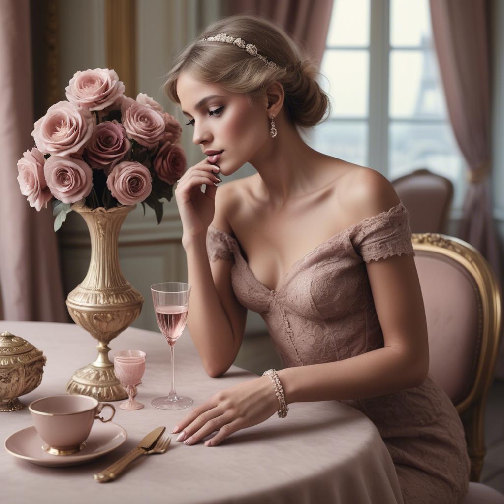 A stunning image of french glamour in romantic tones.
