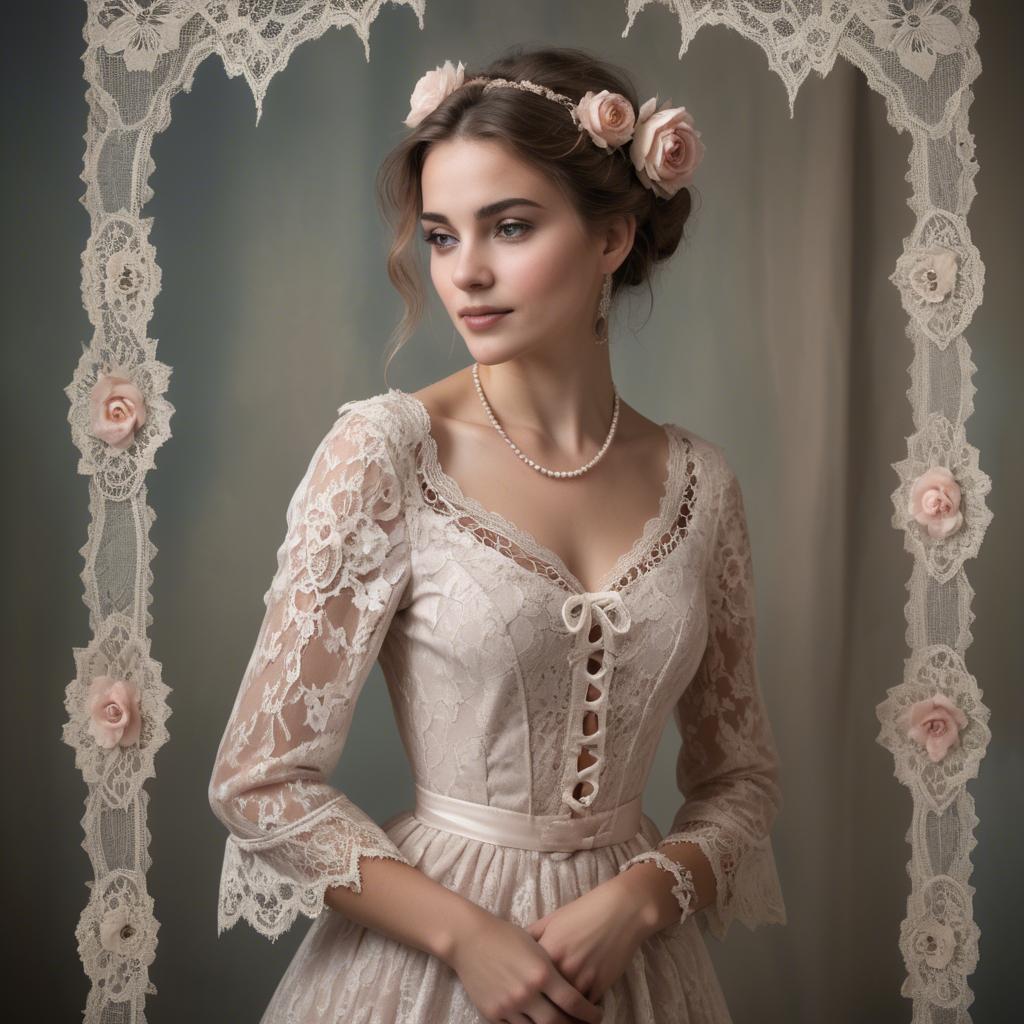 A stunning image of french woman in romantic lace settings.