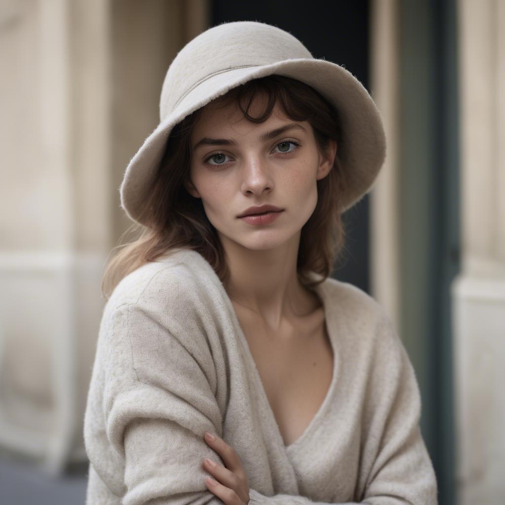 A stunning image of french woman in soft textures.