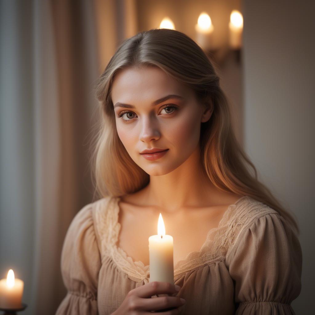A stunning image of german beauty in soft candlelit tones.