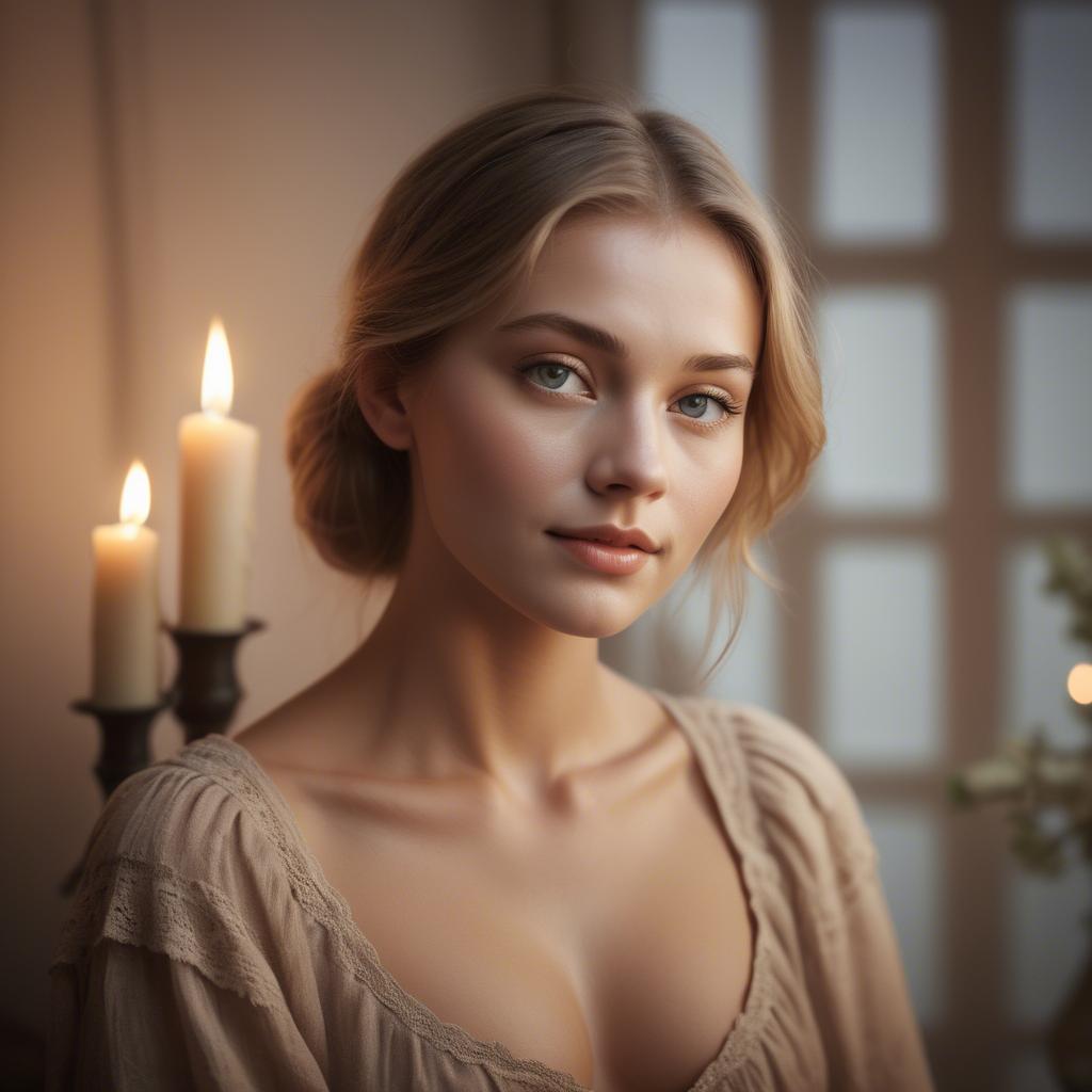 A stunning image of german beauty in soft candlelit tones.