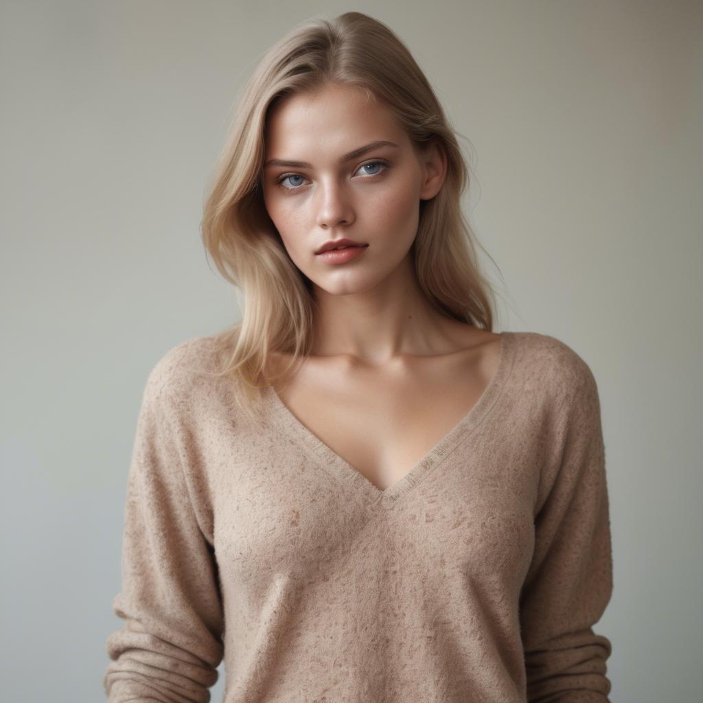 A stunning image of german model in soft textures.