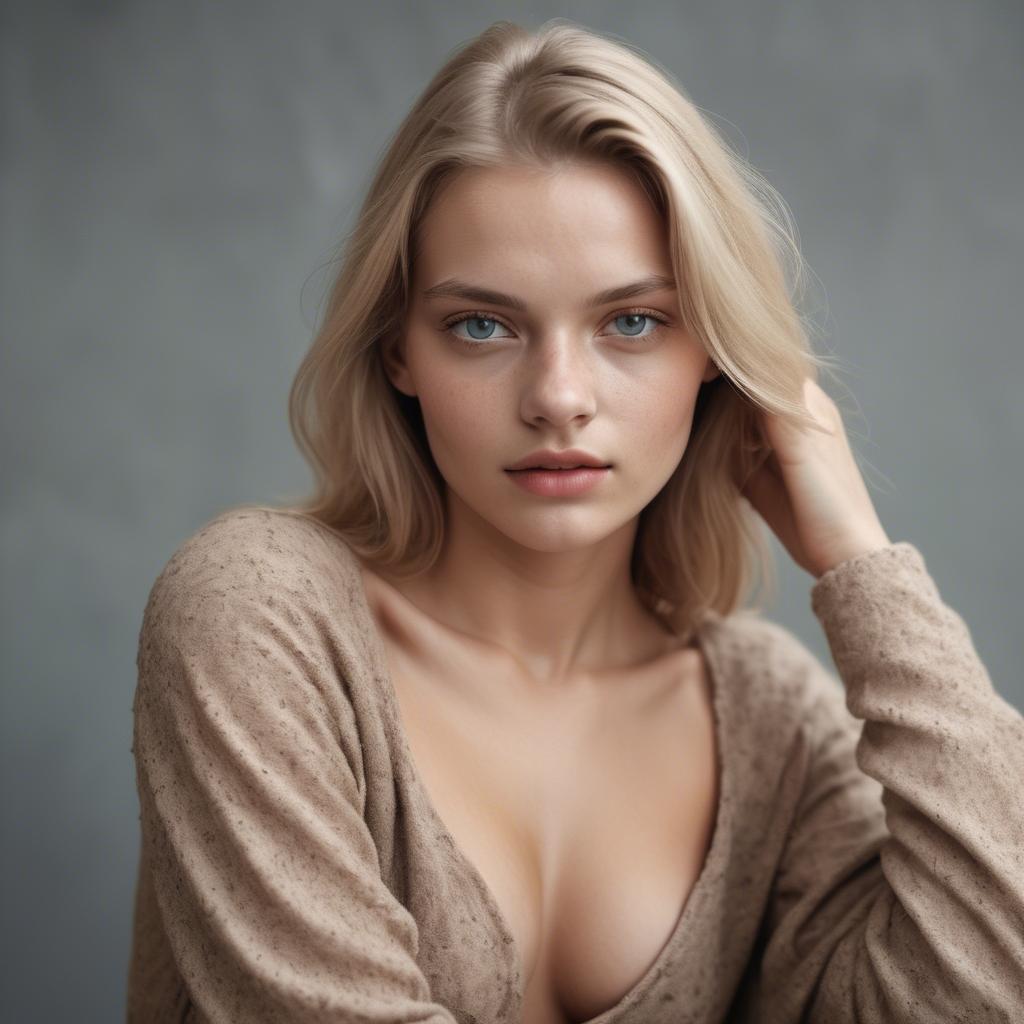A stunning image of german model in soft textures.
