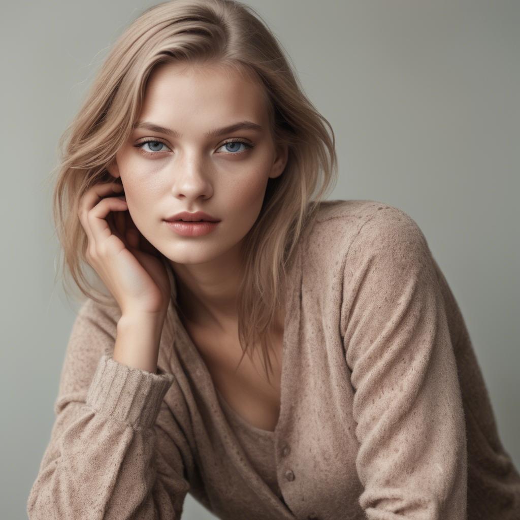 A stunning image of german model in soft textures.
