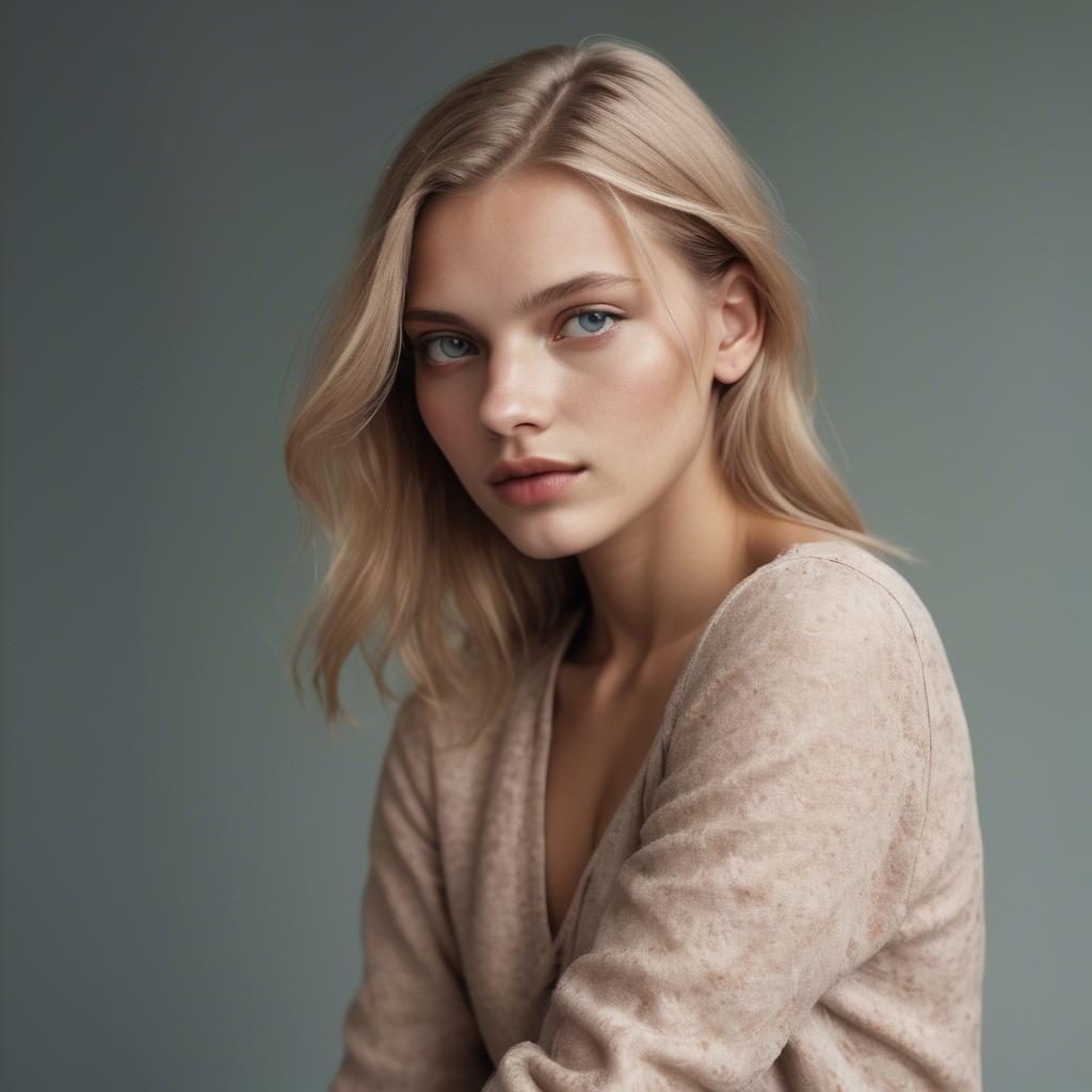 A stunning image of german model in soft textures.