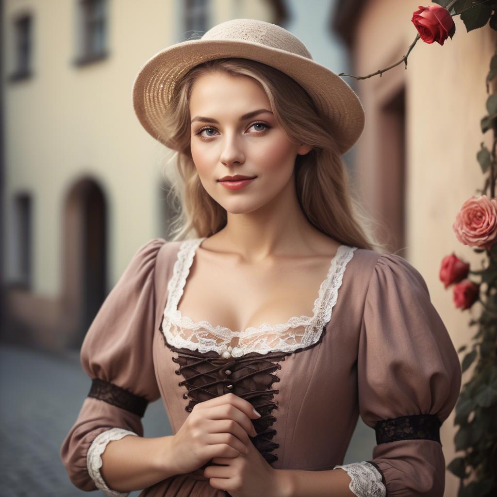 A stunning image of german woman in romantic tones.