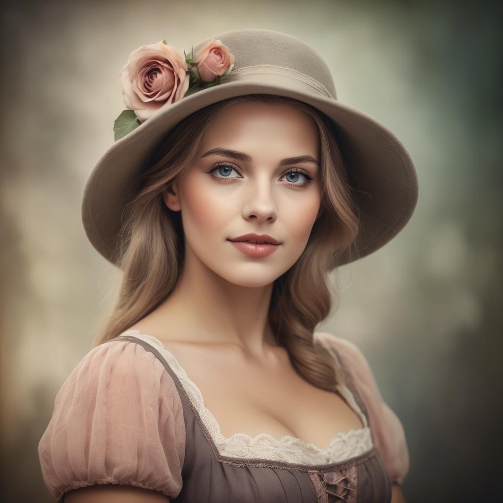 A stunning image of german woman in romantic tones.