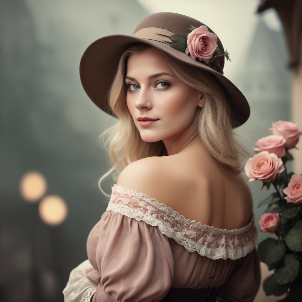 A stunning image of german woman in romantic tones.