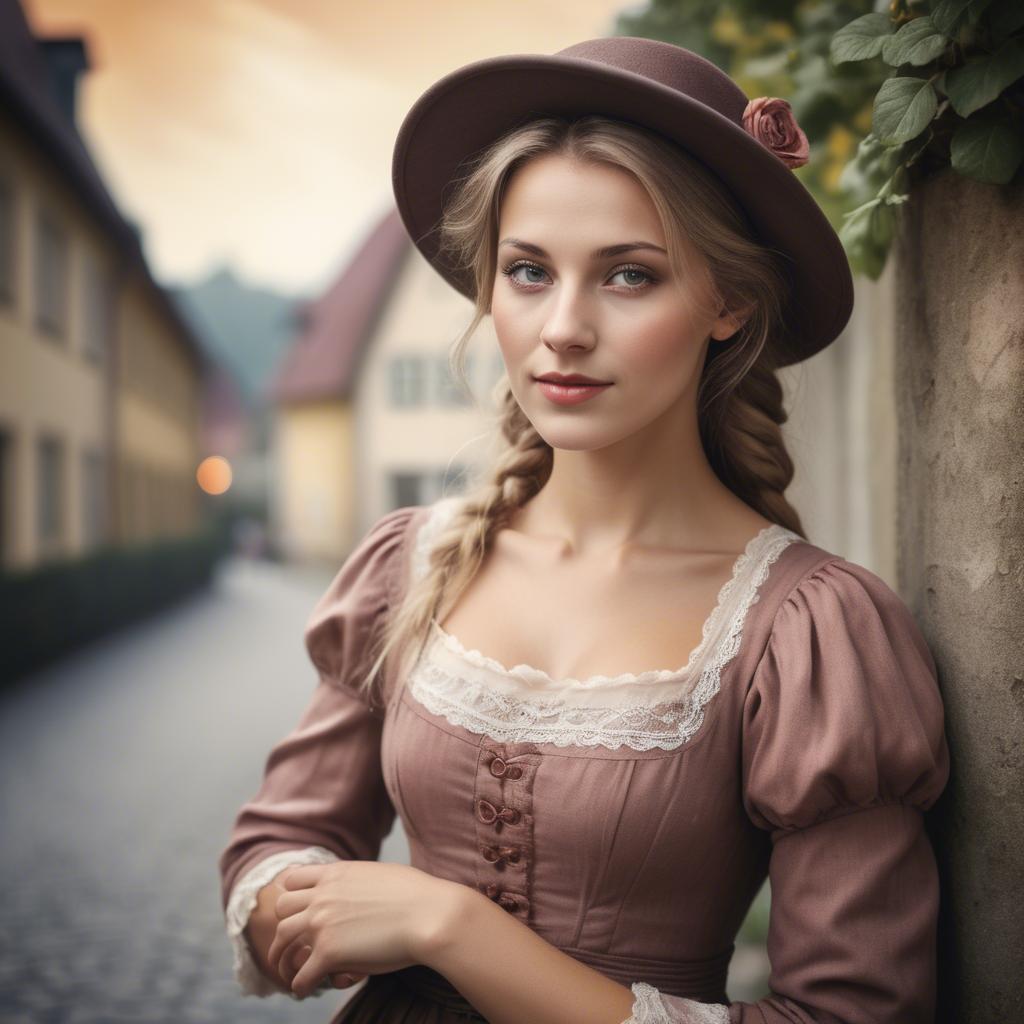 A stunning image of german woman in romantic tones.