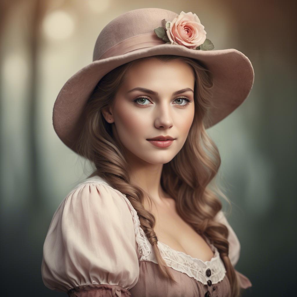 A stunning image of german woman in romantic tones.