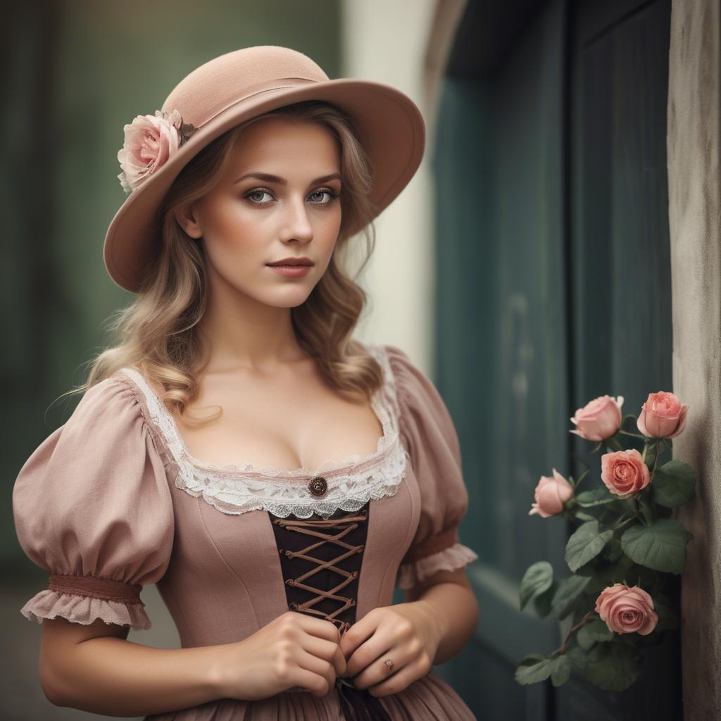A stunning image of german woman in romantic tones.