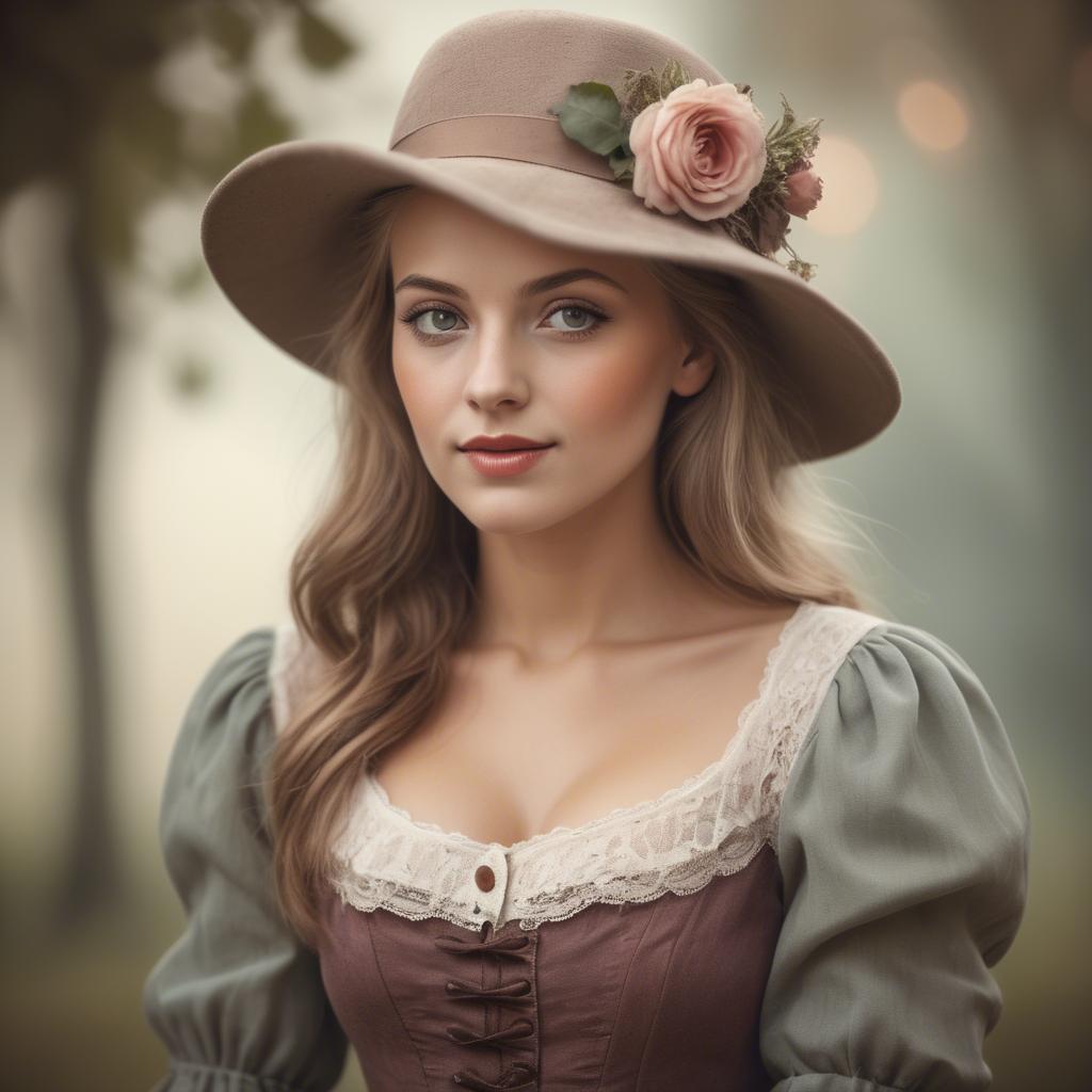 A stunning image of german woman in romantic tones.