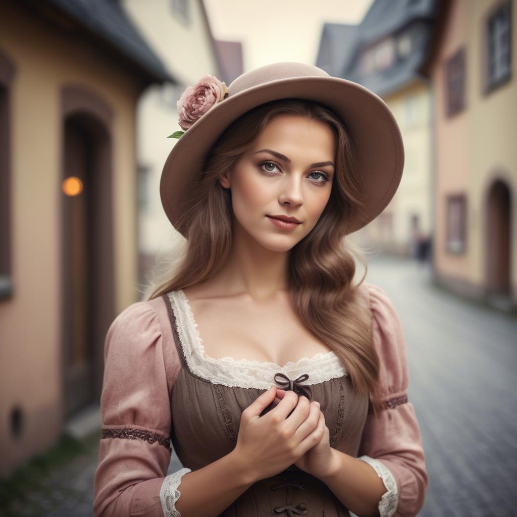 A stunning image of german woman in romantic tones.