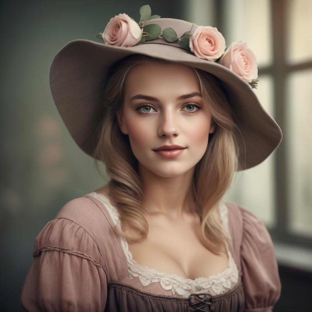 A stunning image of german woman in romantic tones.