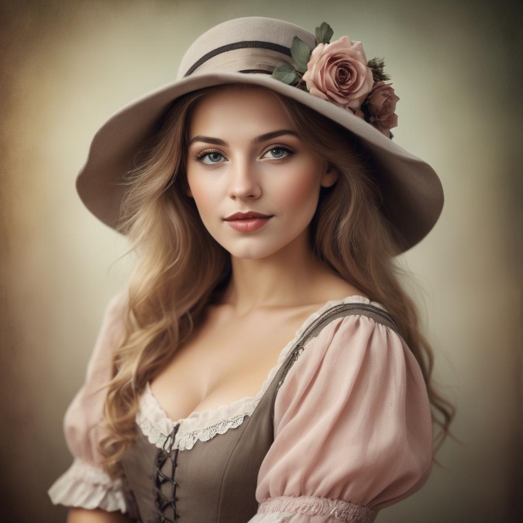 A stunning image of german woman in romantic tones.