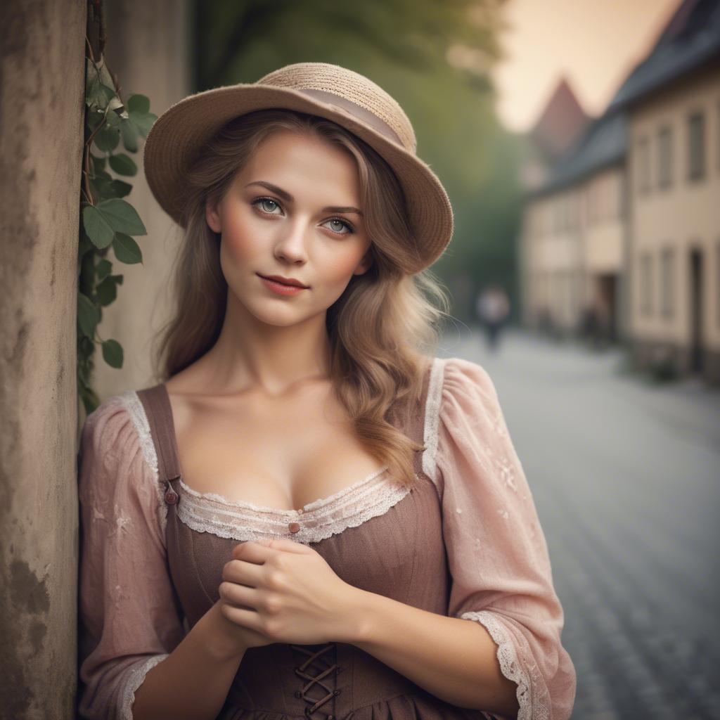 A stunning image of german woman in romantic tones.