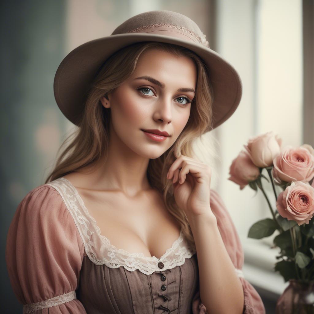 A stunning image of german woman in romantic tones.