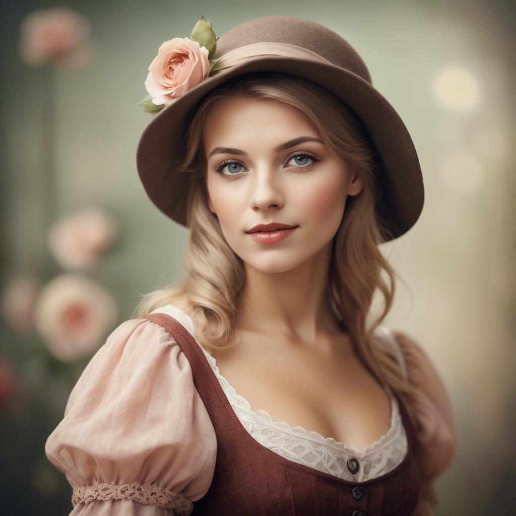A stunning image of german woman in romantic tones.