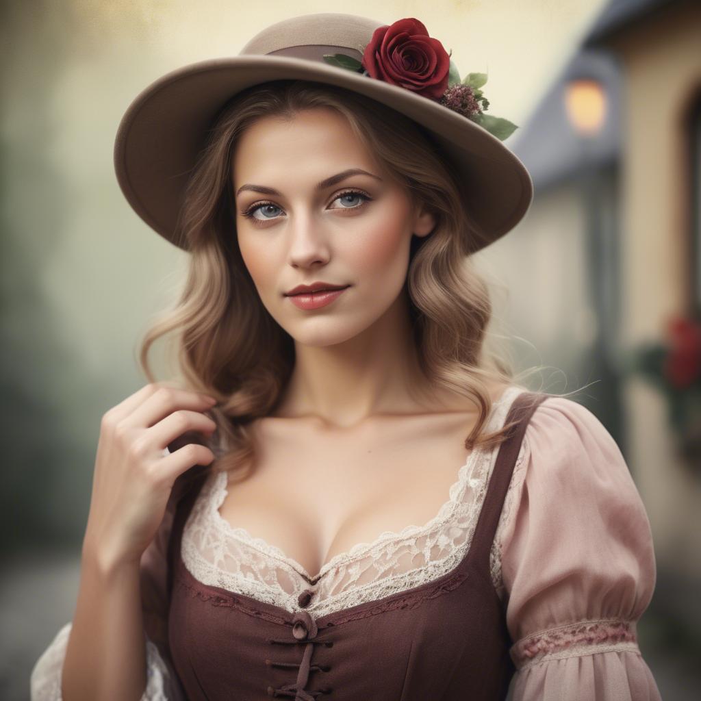 A stunning image of german woman in romantic tones.