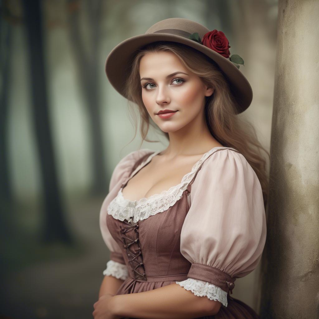 A stunning image of german woman in romantic tones.