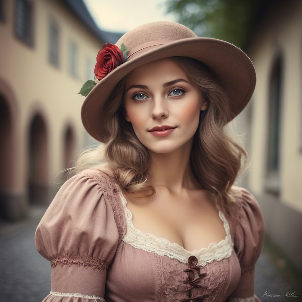 A stunning image of german woman in romantic tones.