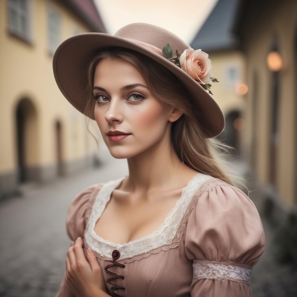 A stunning image of german woman in romantic tones.
