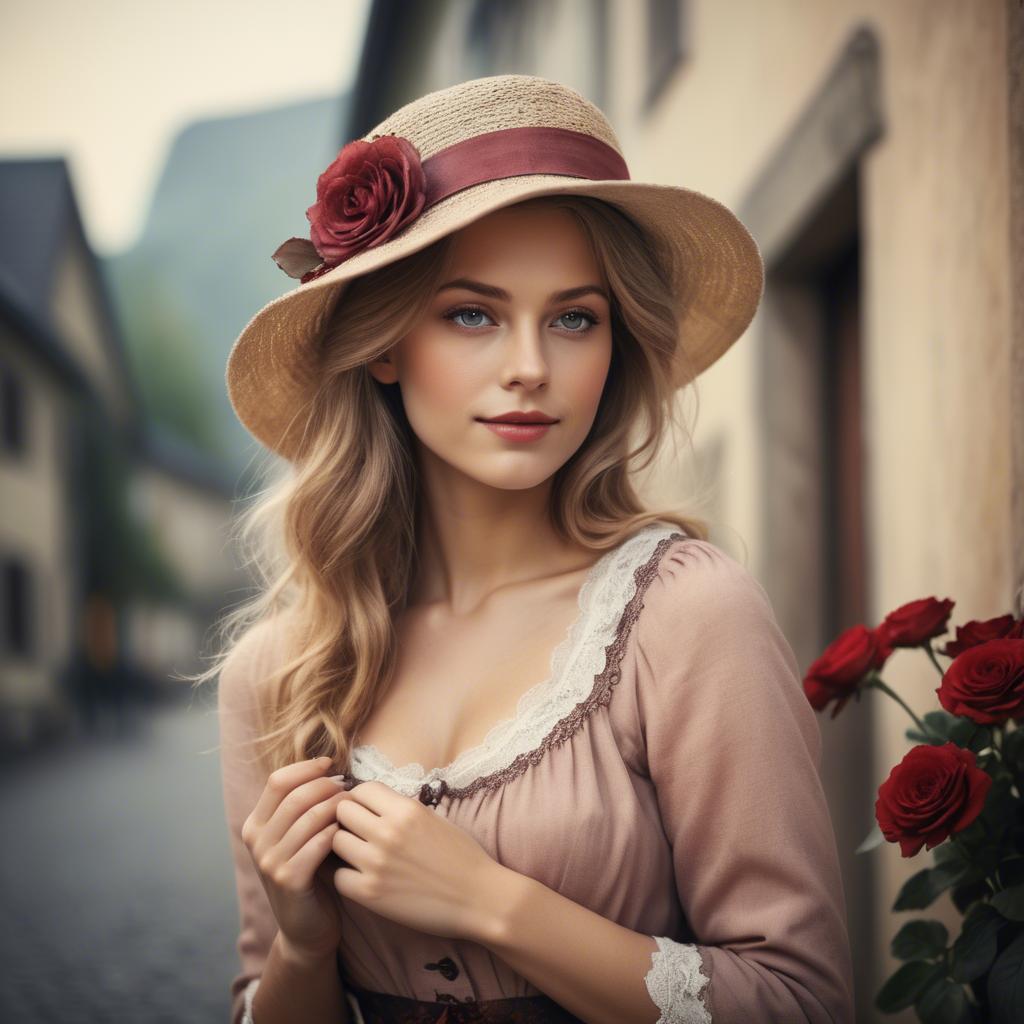 A stunning image of german woman in romantic tones.
