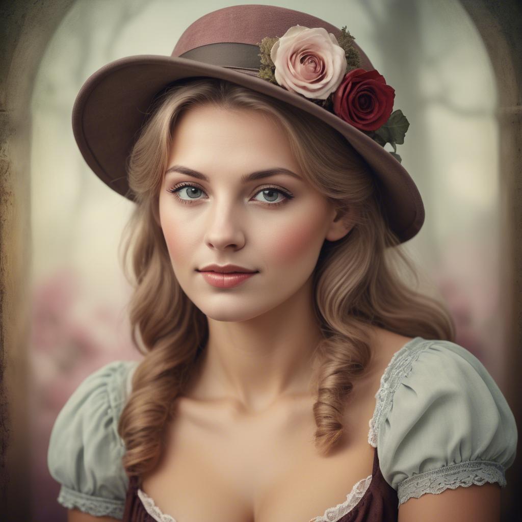 A stunning image of german woman in romantic tones.