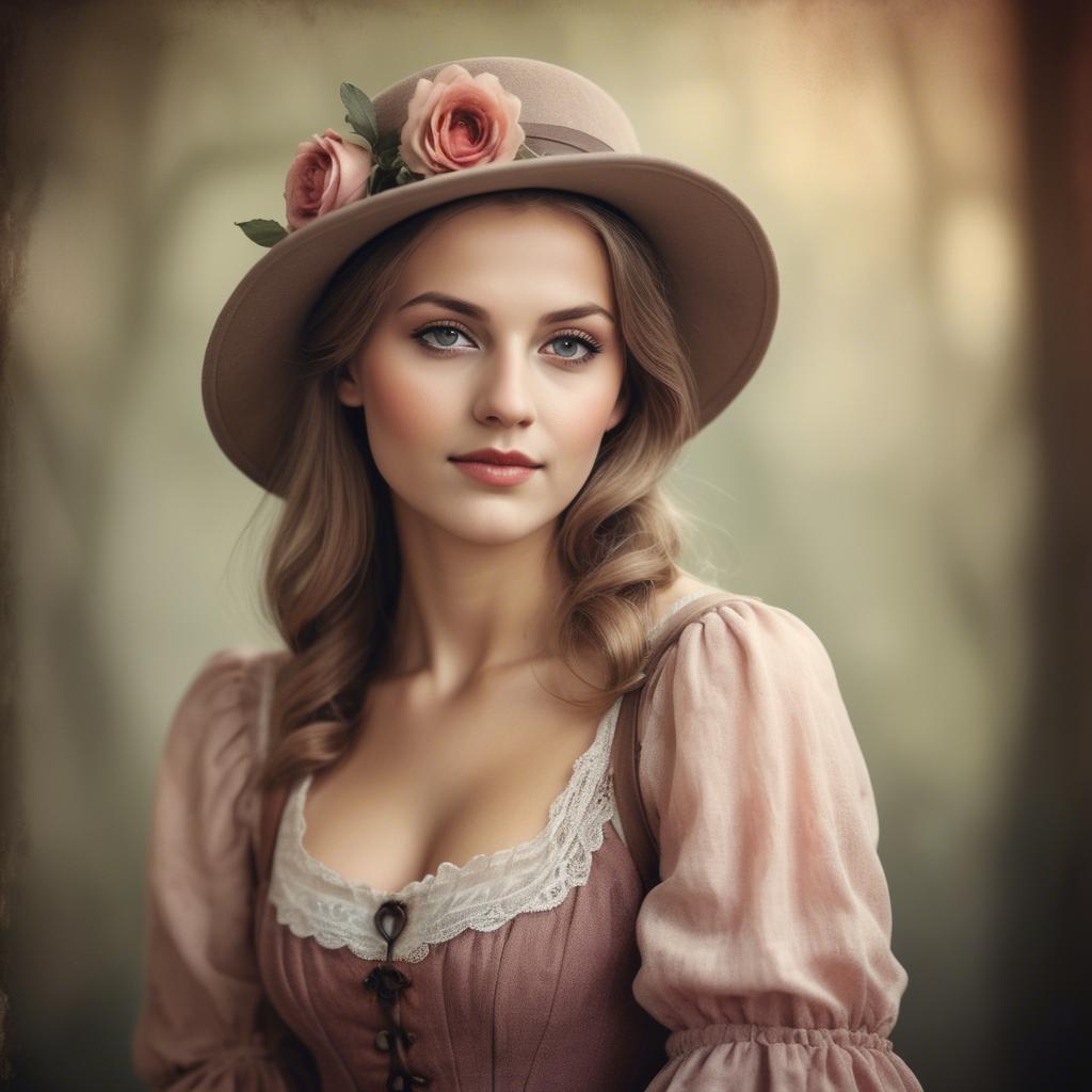 A stunning image of german woman in romantic tones.