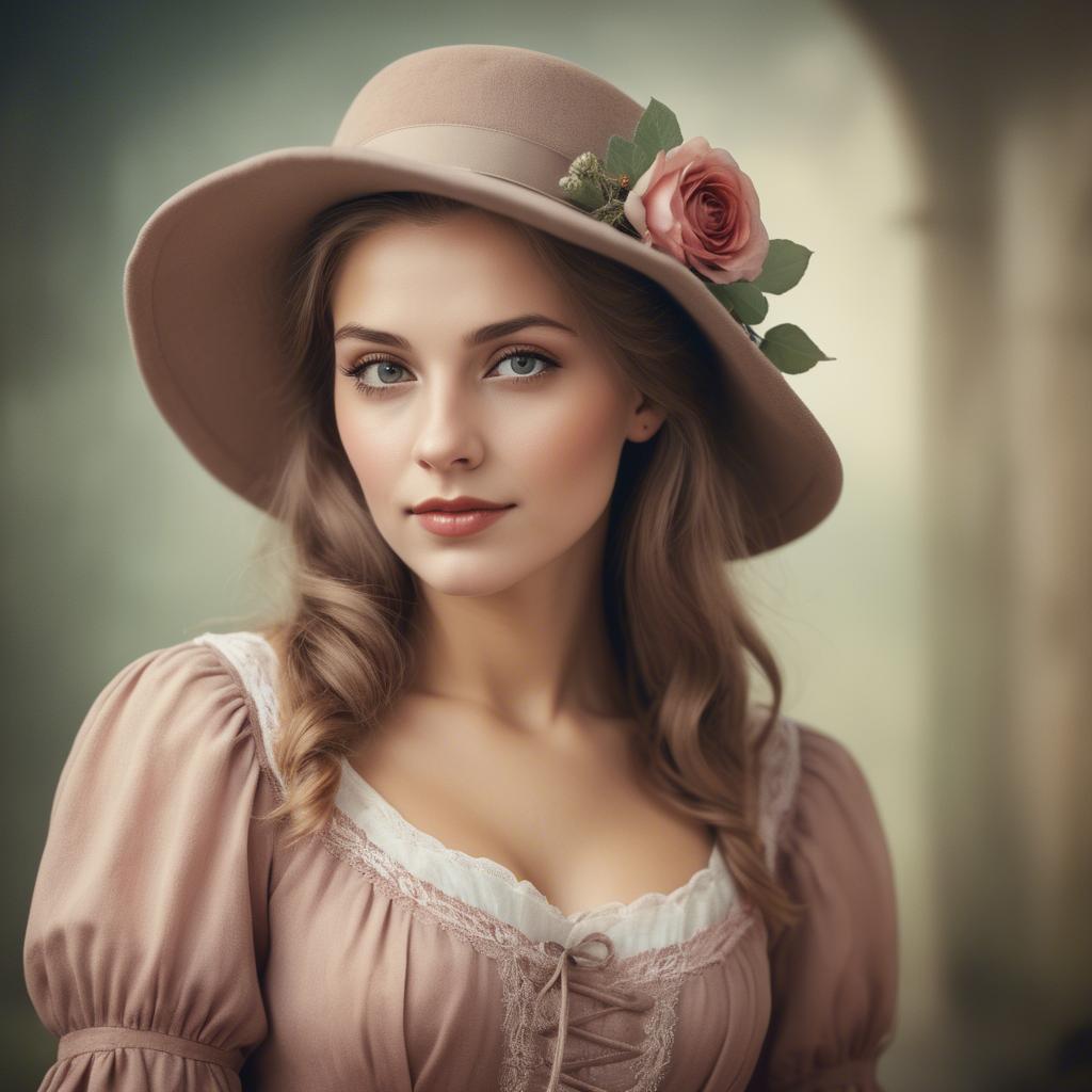 A stunning image of german woman in romantic tones.