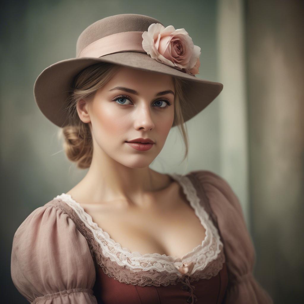 A stunning image of german woman in romantic tones.