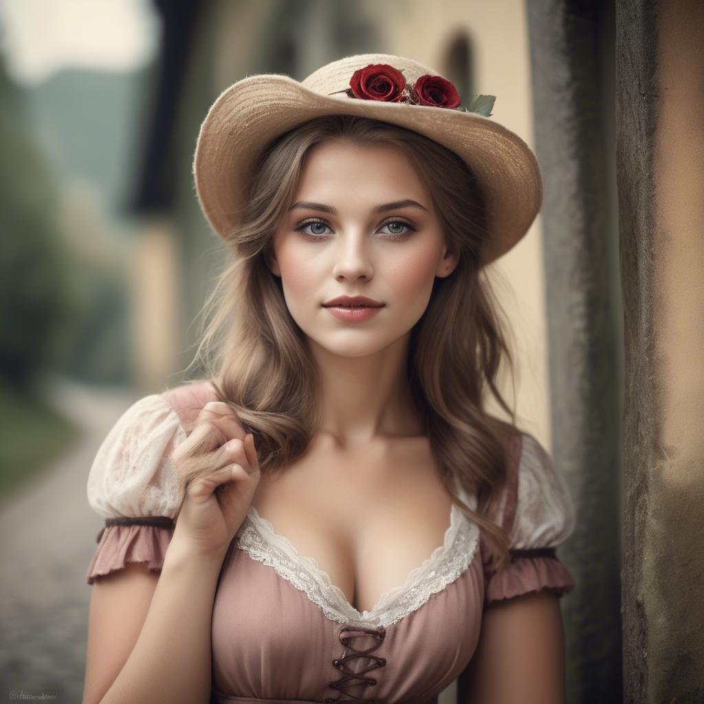 A stunning image of german woman in romantic tones.