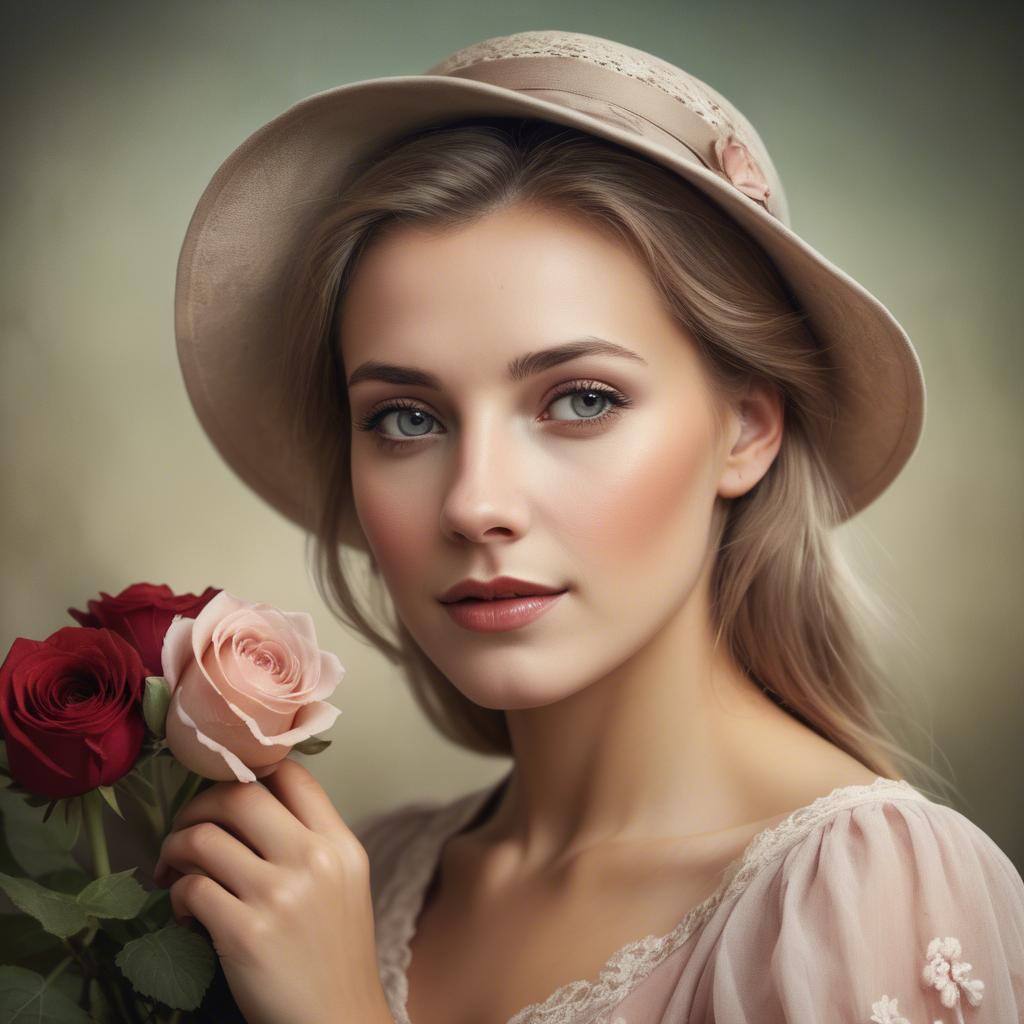 A stunning image of german woman in romantic tones.