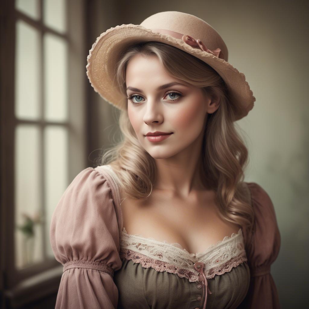 A stunning image of german woman in romantic tones.