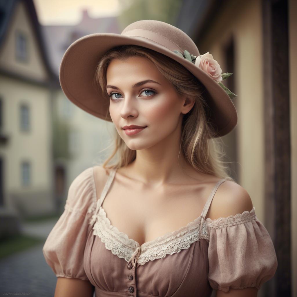 A stunning image of german woman in romantic tones.