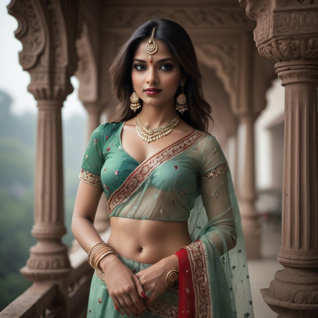 A stunning image of indian beauty in delicate traditional attire.