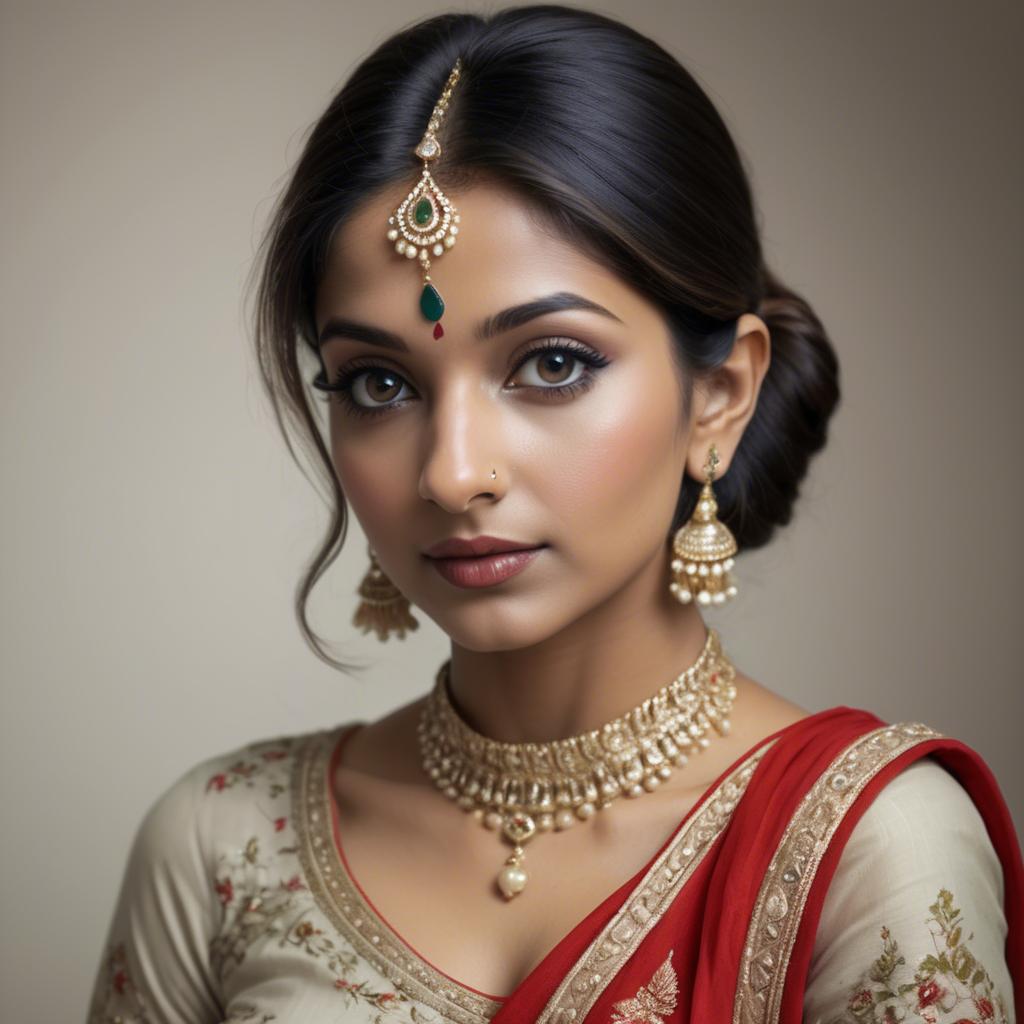 A stunning image of indian beauty in delicate traditional attire.