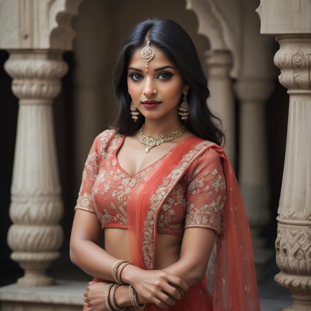 A stunning image of indian beauty in delicate traditional attire.