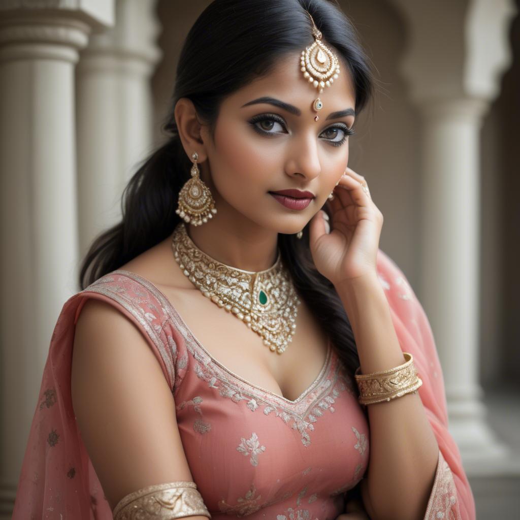 A stunning image of indian beauty in delicate traditional attire.