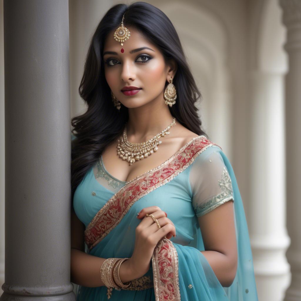 A stunning image of indian beauty in delicate traditional attire.