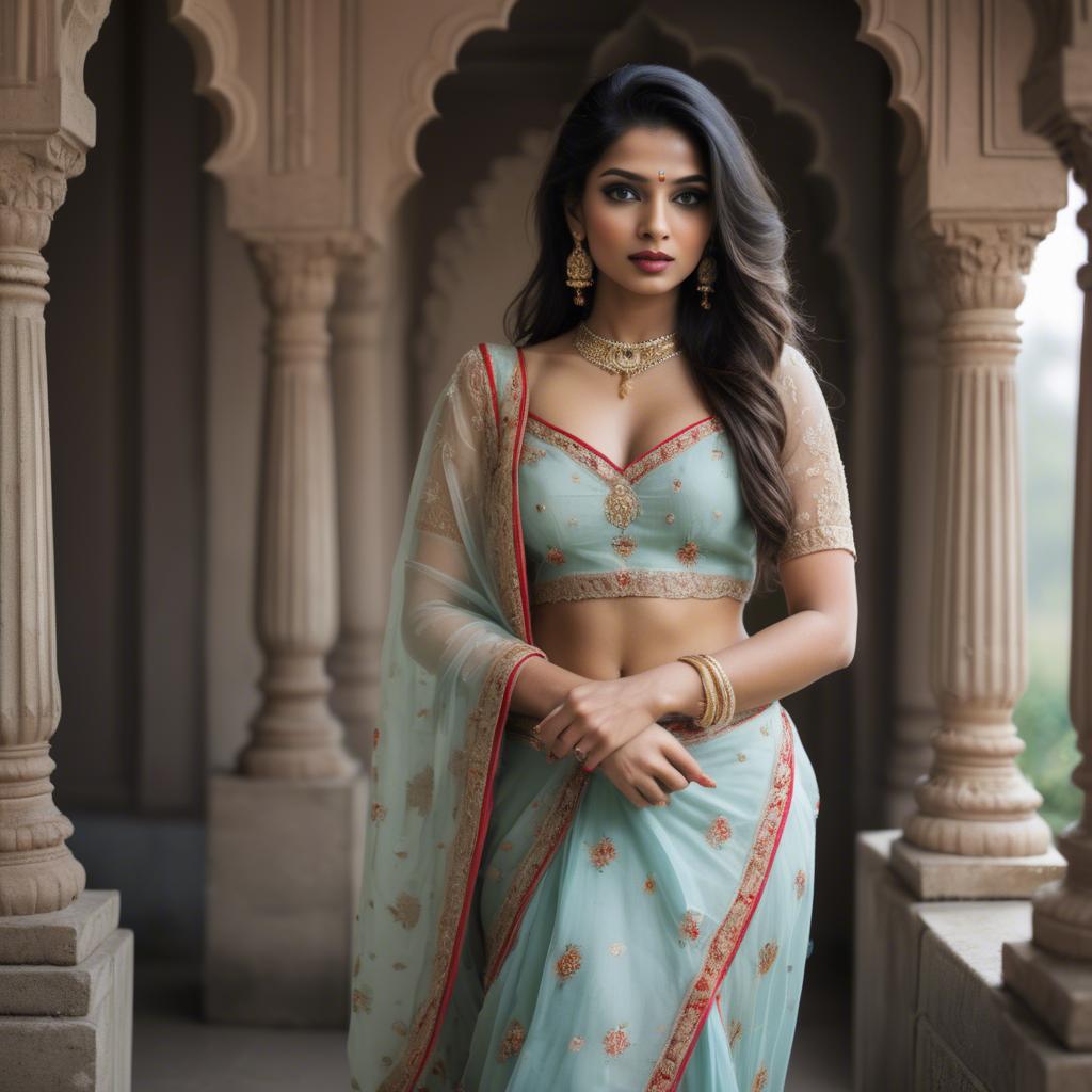 A stunning image of indian beauty in delicate traditional attire.