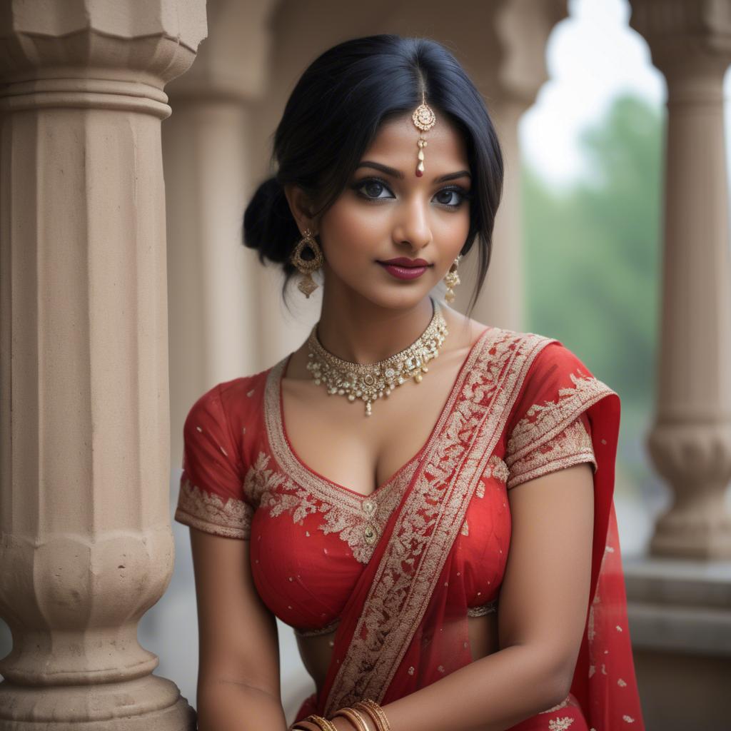 A stunning image of indian beauty in delicate traditional attire.