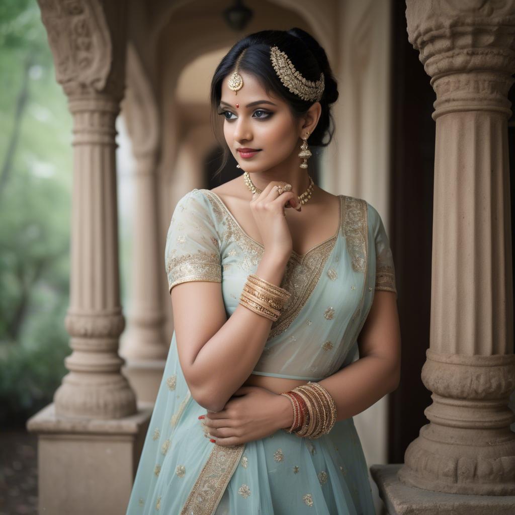 A stunning image of indian beauty in delicate traditional attire.
