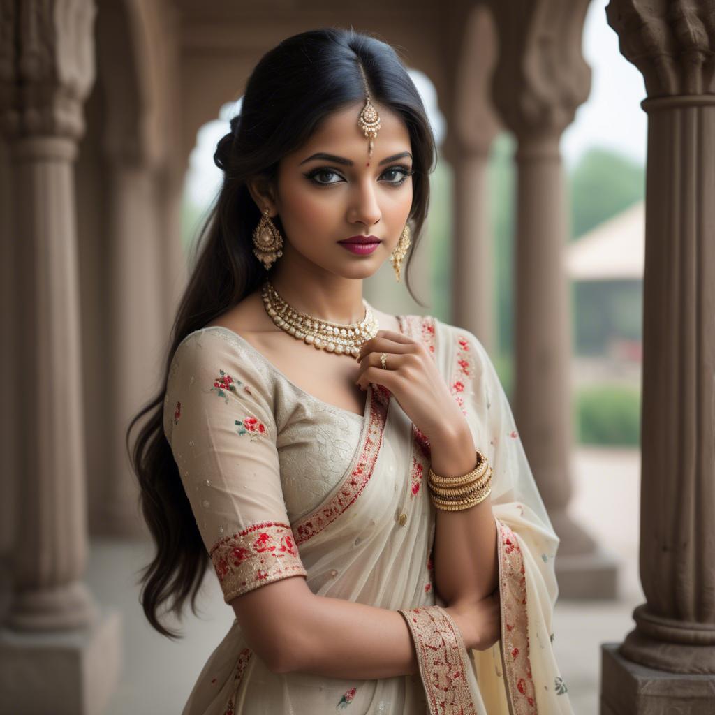A stunning image of indian beauty in delicate traditional attire.
