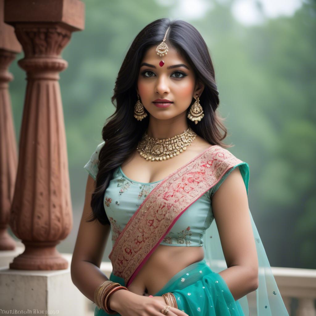 A stunning image of indian beauty in delicate traditional attire.