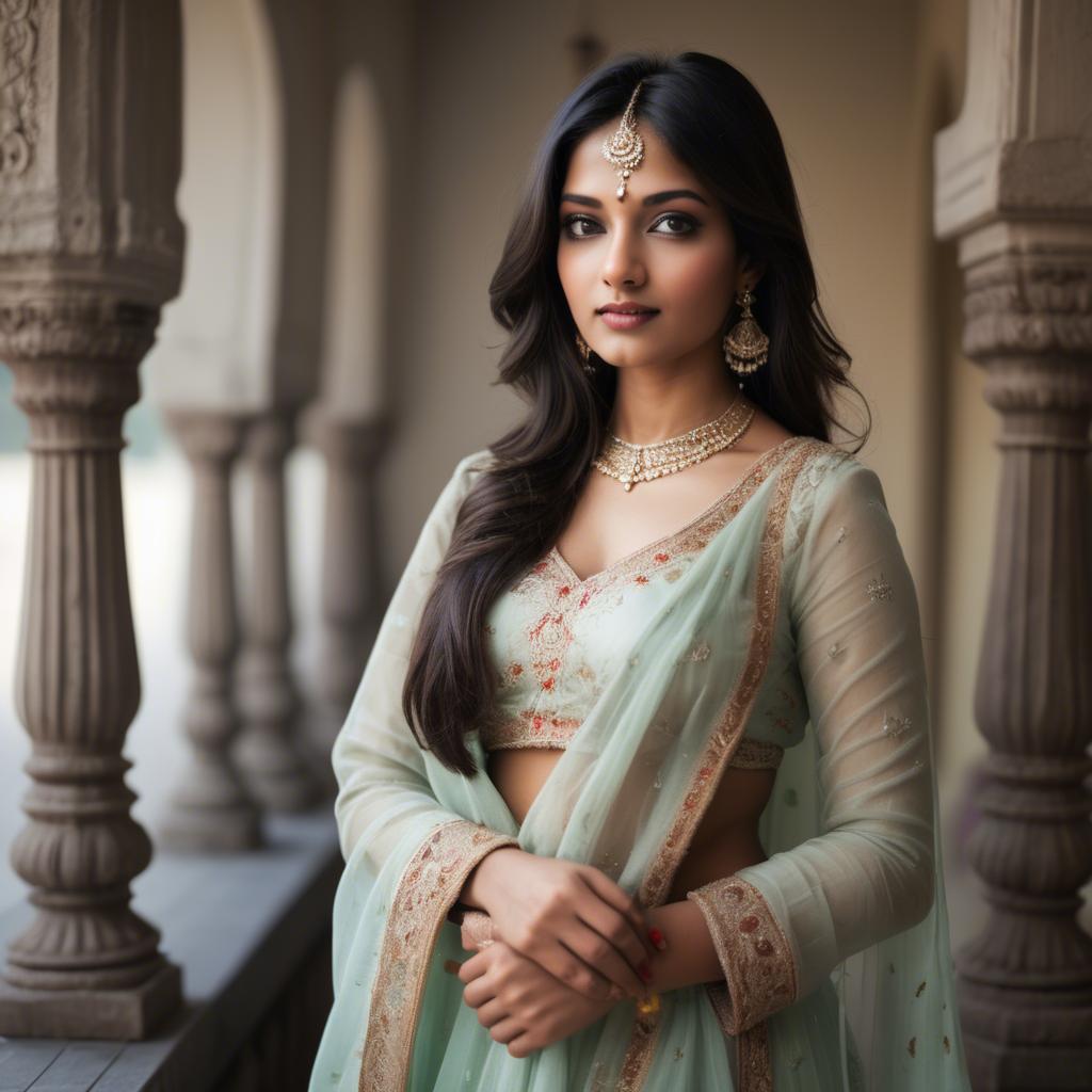 A stunning image of indian beauty in delicate traditional attire.