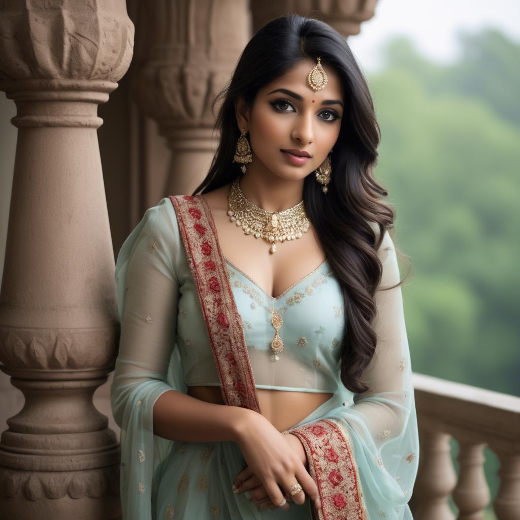 A stunning image of indian beauty in delicate traditional attire.