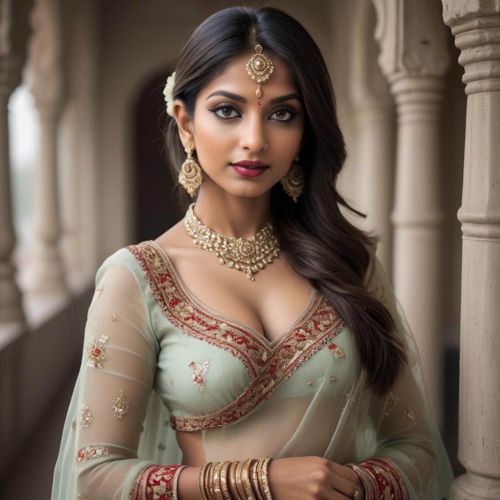 A stunning image of indian beauty in delicate traditional attire.