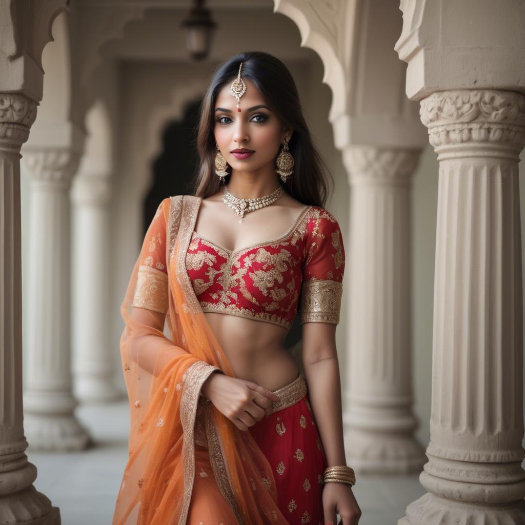 A stunning image of indian beauty in delicate traditional attire.