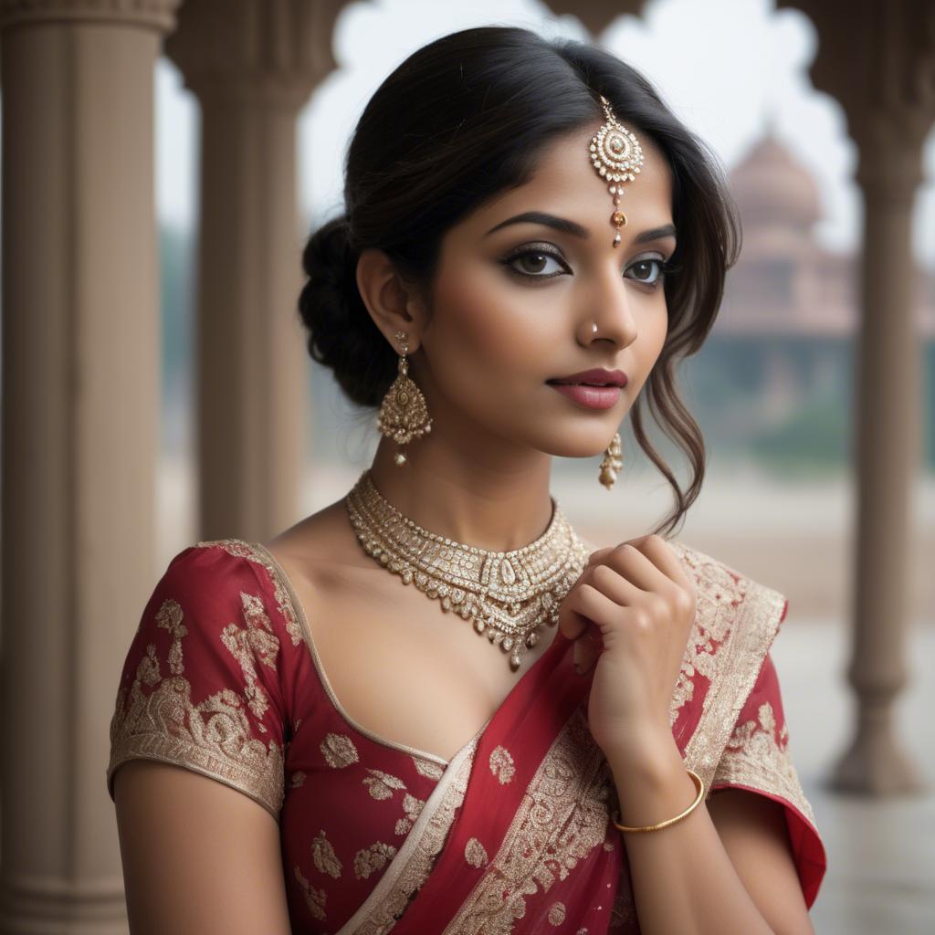 A stunning image of indian beauty in delicate traditional attire.